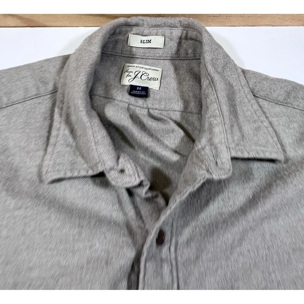 J. Crew Chamois Style Brushed Cotton Button Up Shirt Slim Fit Men's Medium